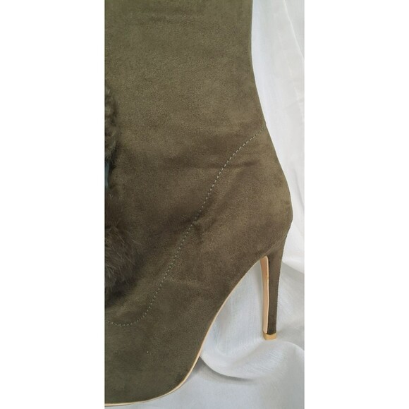 New Cape Robbin GiGi Pom Pom Over The Knee High Heel Boots Olive Army Green 8M - Picture 13 of 16